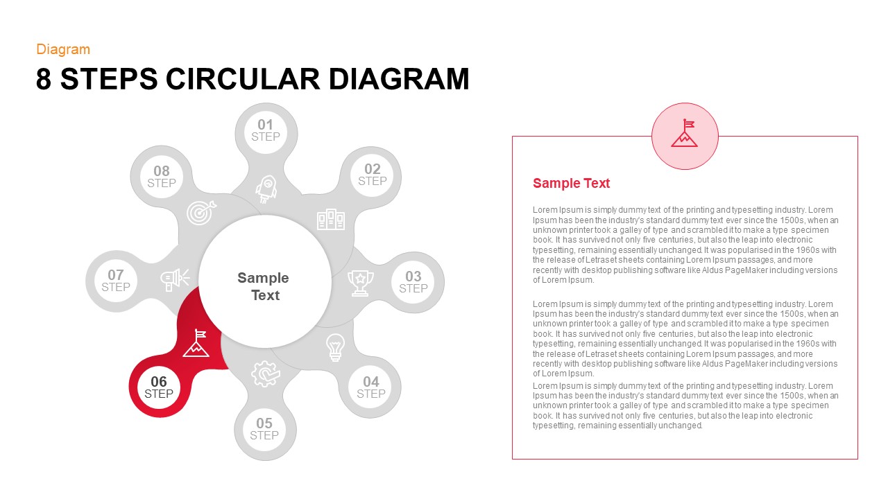 8 Steps Circular Diagram PowerPoint Template and Keynote Slide Sixth Step