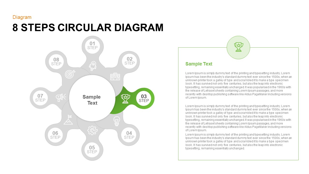 8 Steps Circular Diagram PowerPoint Template and Keynote Slide Third Step