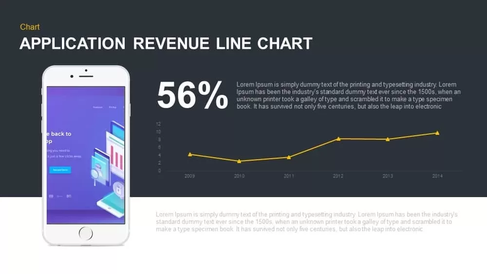 Application revenue line chart PowerPoint template and keynote