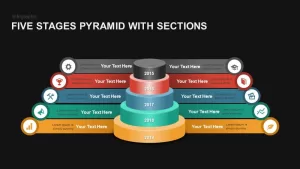 Five Stages Pyramid with Ribbons Powerpoint template