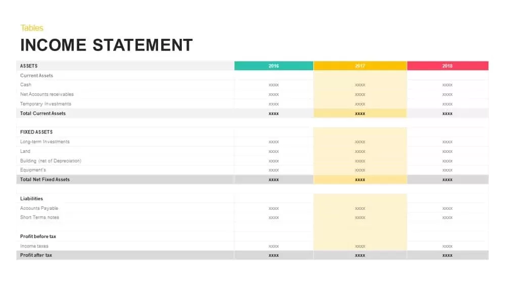 Income Statement powerpoint and keynote template