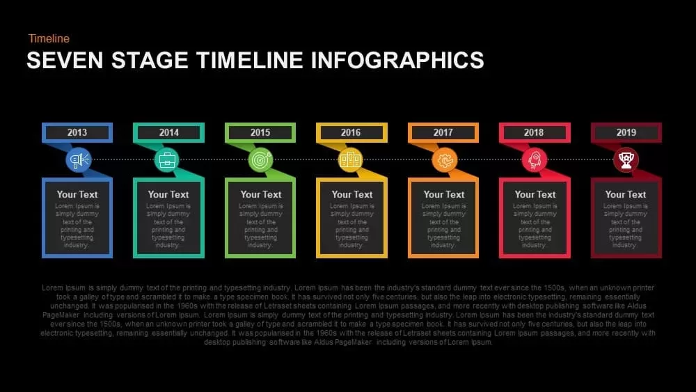 Seven Stage Timeline Infographics Powerpoint and Keynote template