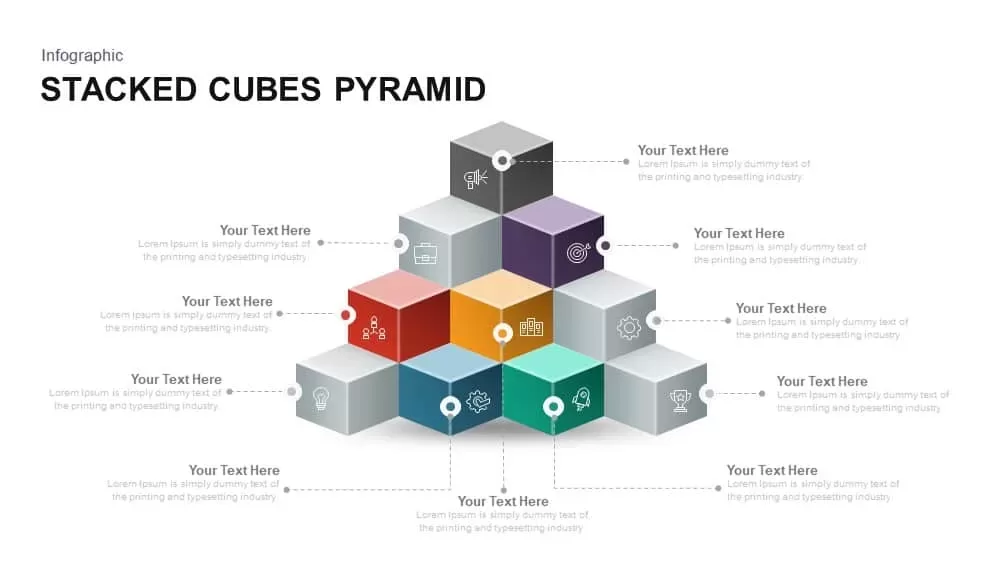 stacked cubes pyramid PowerPoint template and keynote