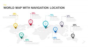 World Map with Navigation Location PowerPoint Template and Keynote Slide