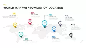 World Map with Navigation Location PowerPoint Template and Keynote Slide