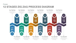 12 Staged Zig Zag Process Diagram Template for PowerPoint and Keynote