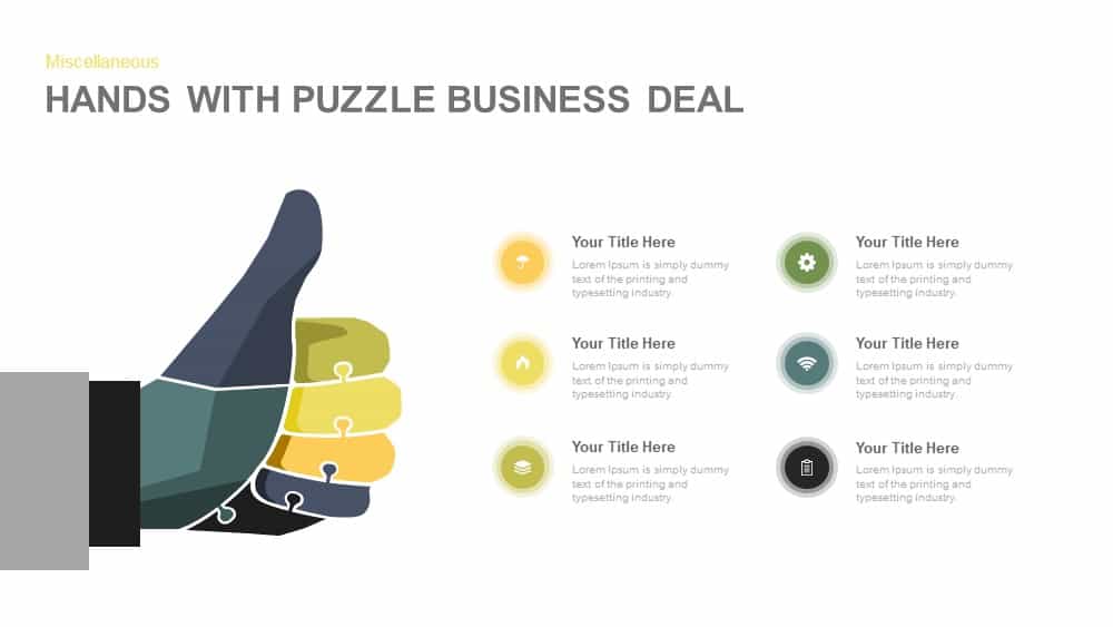Hands With Puzzle Business Deal PowerPoint And Keynote Template