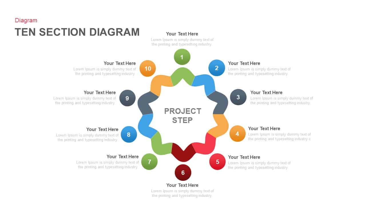 Ten section PowerPoint diagram template and keynote