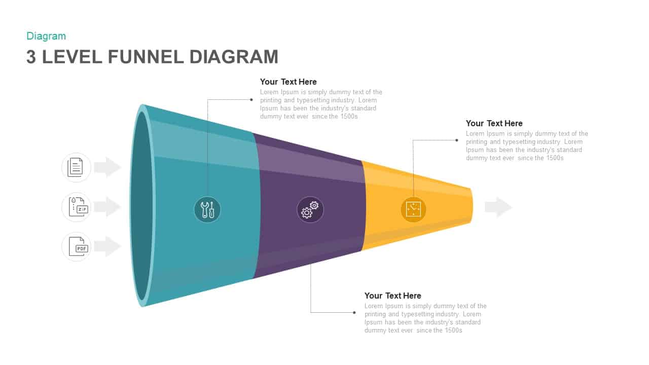 3 Level Funnel Diagram PowerPoint and Keynote template