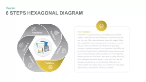 6 Steps Hexagonal Diagram PowerPoint template