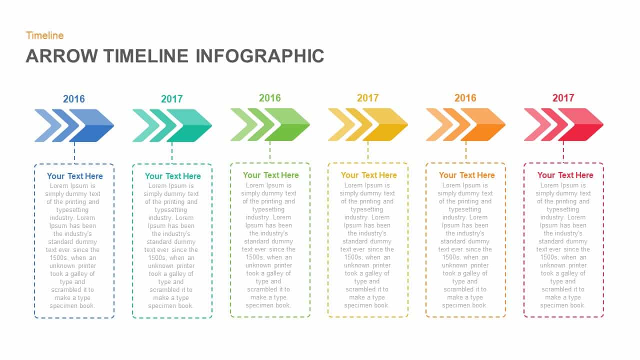 Animated Infographic Arrow Timeline PowerPoint Template and Keynote Slide