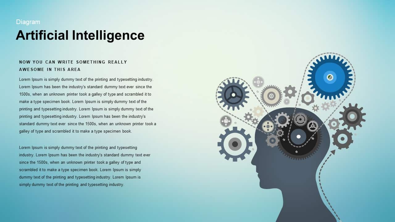 Artificial Intelligence PowerPoint Template - Human Head Silhouette