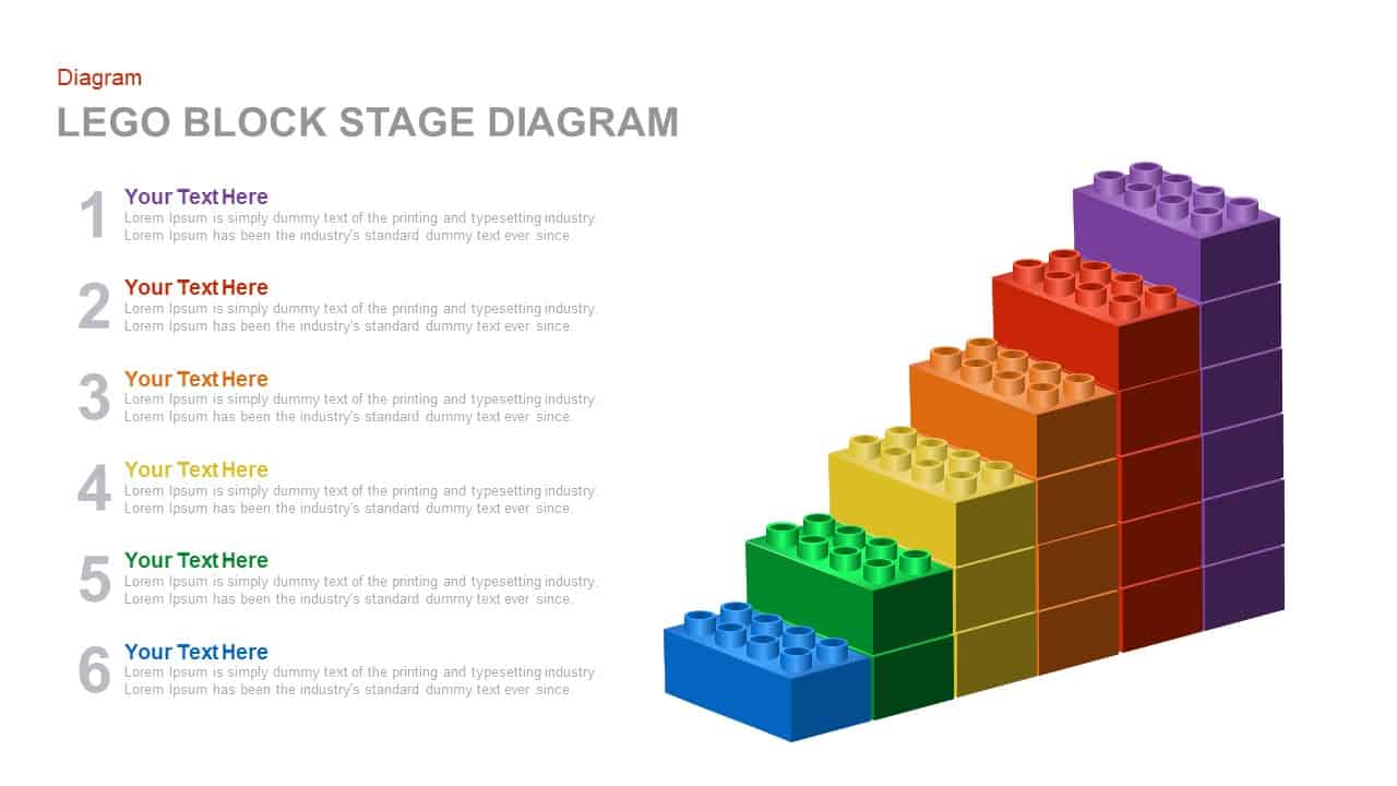 Lego Block Stage Diagram PowerPoint Template and Keynote