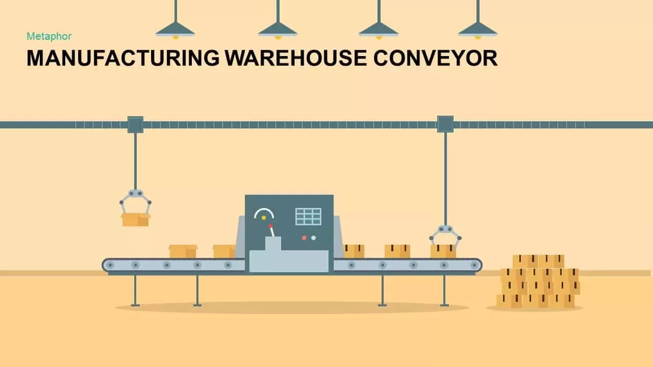 Manufacturing Warehouse Conveyor PowerPoint Template