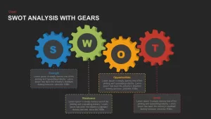 Swot Analysis with Gears PowerPoint templates