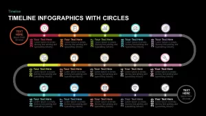 Timeline Infographics with Circles PowerPoint and Keynote template