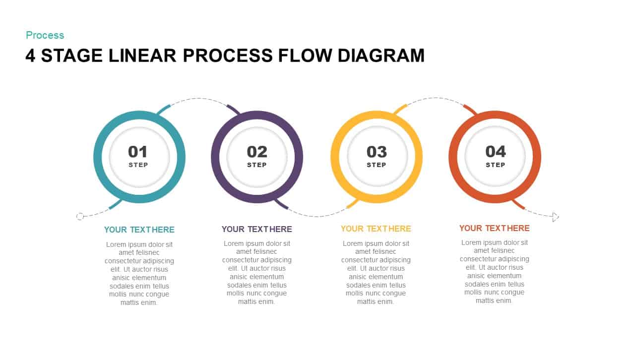 4 Stage Linear Process Flow Diagram PowerPoint Template SlideBazaar