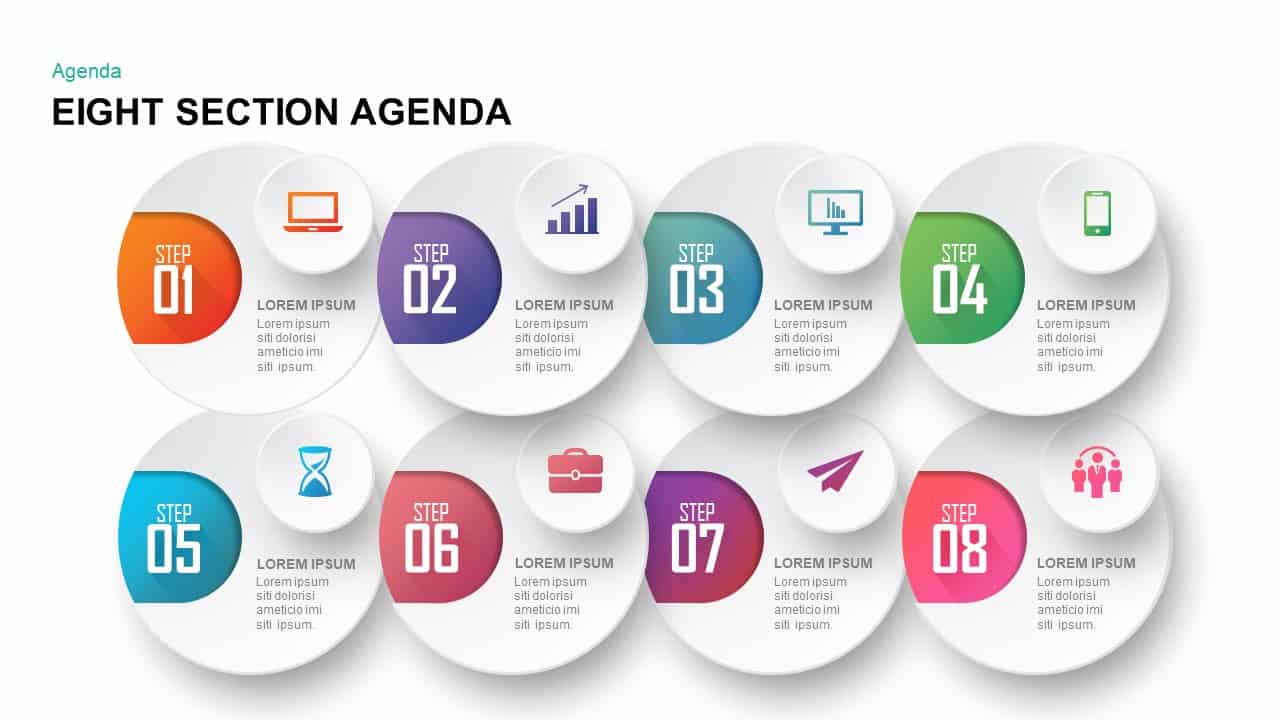 Eight Section Agenda PowerPoint Template and Keynote Template