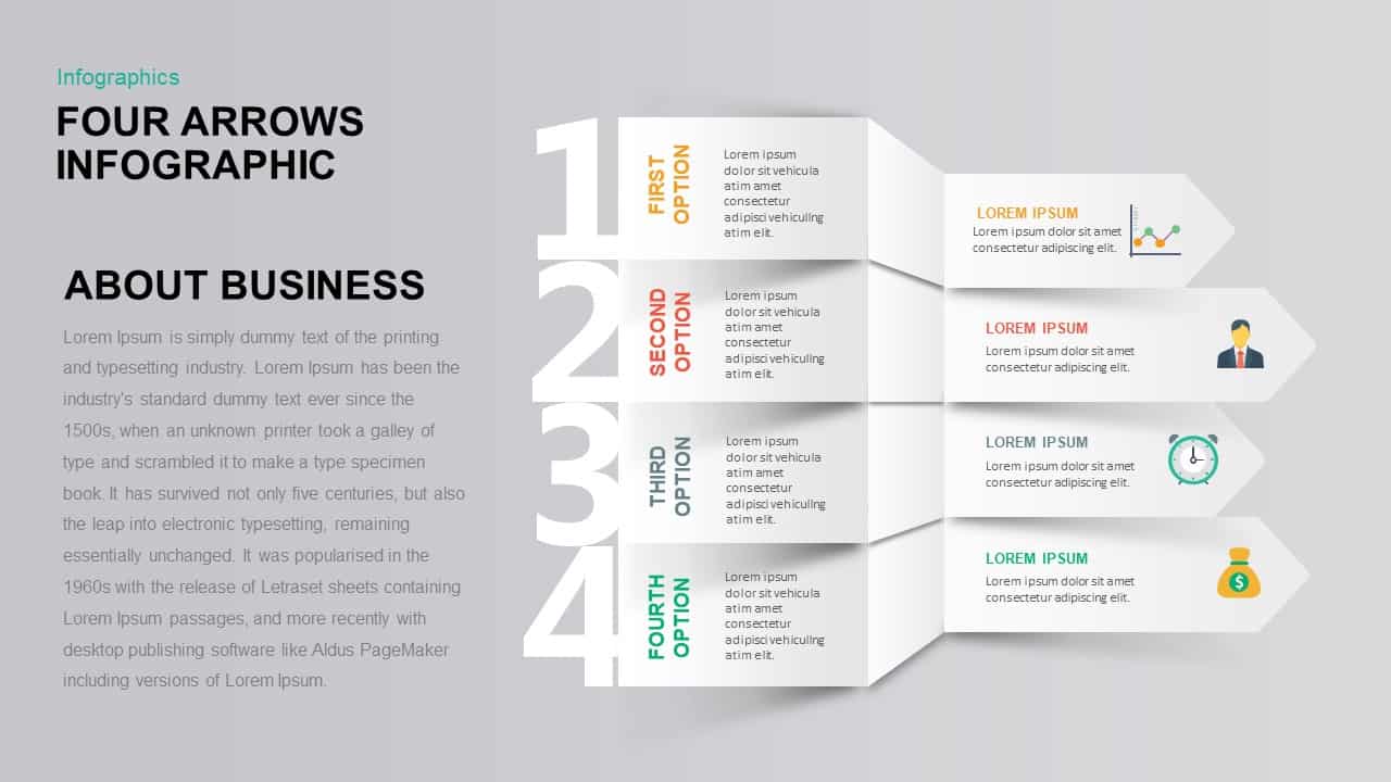 Infographic Four Arrows PowerPoint Template