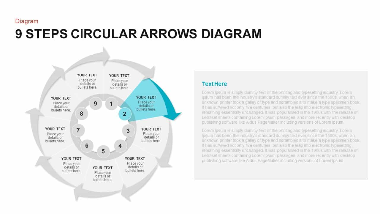 9 Steps Circular Arrows Diagram