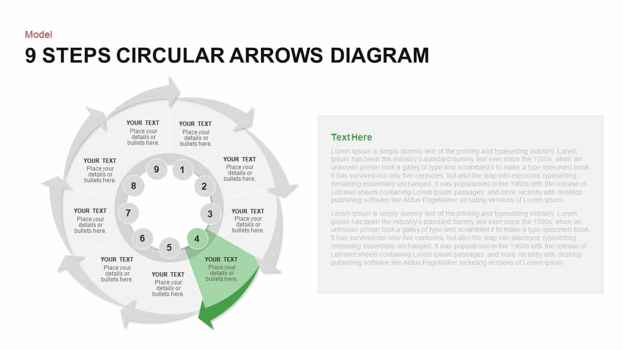 9 Steps Circular Arrows Diagram