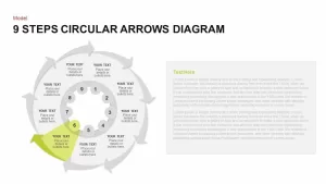 9 Steps Circular Arrows Diagram