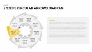 9 Steps Circular Arrows Diagram