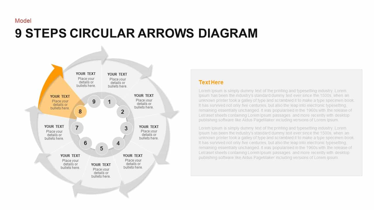 9 Steps Circular Arrows Diagram Powerpoint Template And Keynote 1481