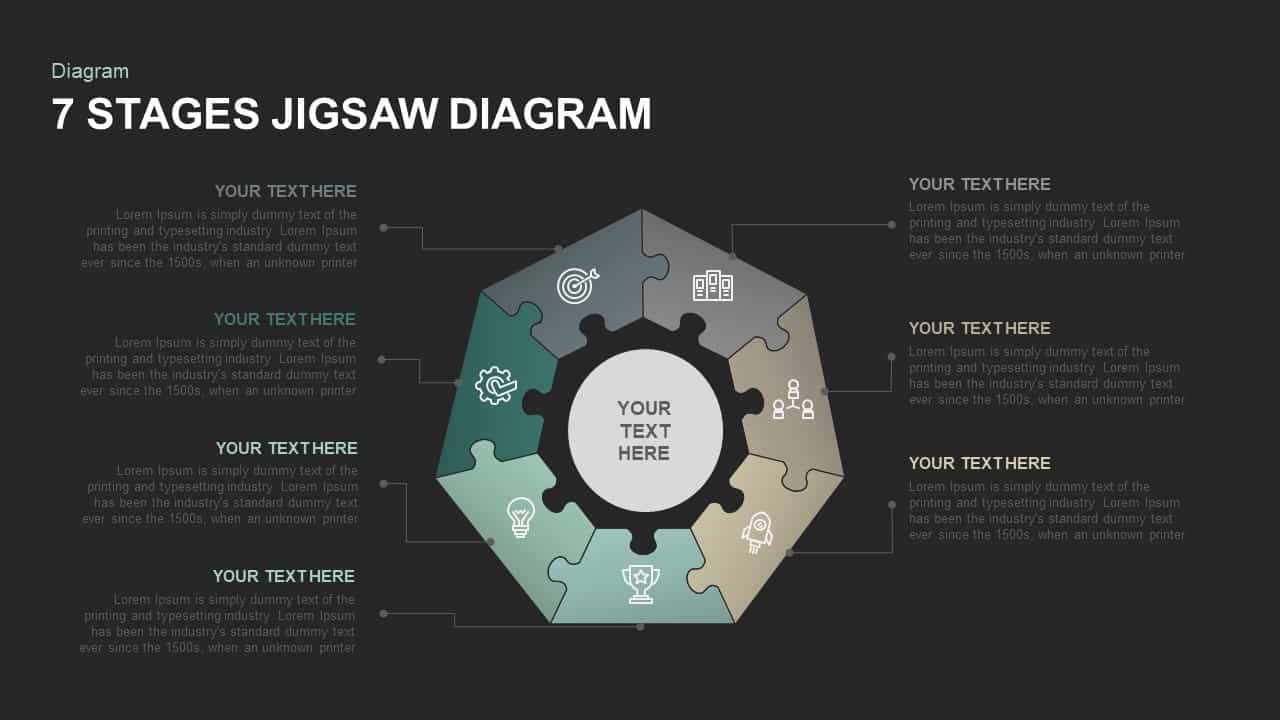 7 Stages Jigsaw Diagram Template for PowerPoint and Keynote