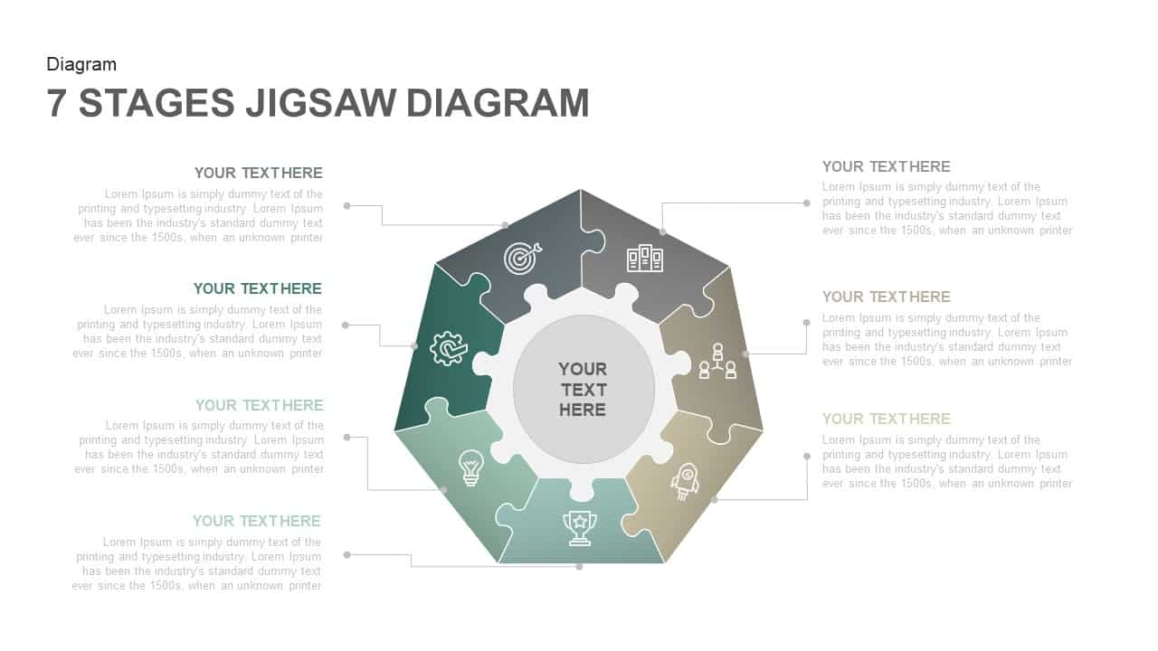 7 Stages Jigsaw Diagram Template for PowerPoint and Keynote