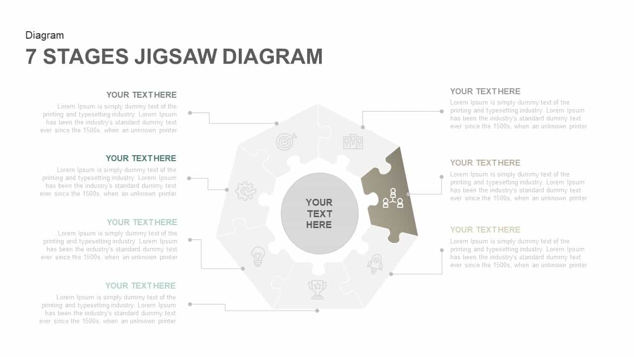 7 Stages Jigsaw Diagram Template for PowerPoint and Keynote