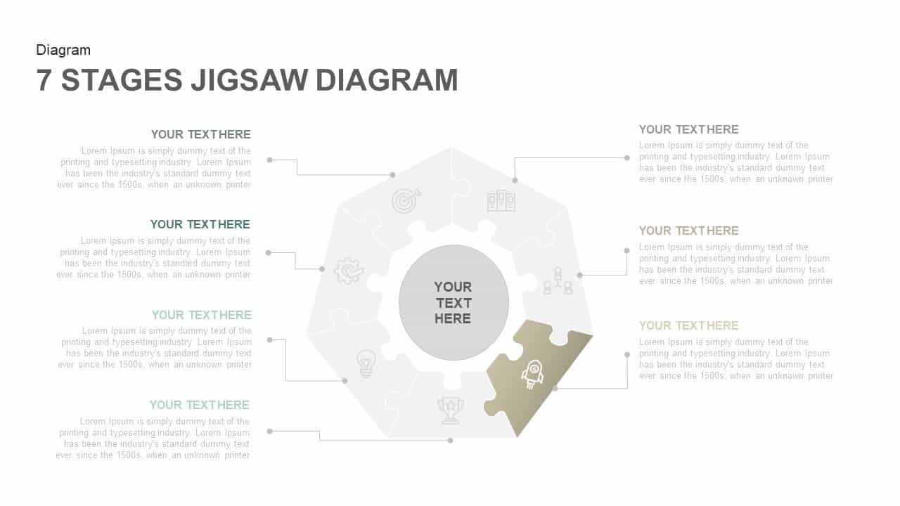 7 Stages Jigsaw Diagram Template for PowerPoint and Keynote