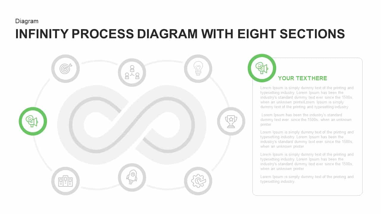 Infinity Process Diagram PowerPoint Template with Eight Sections