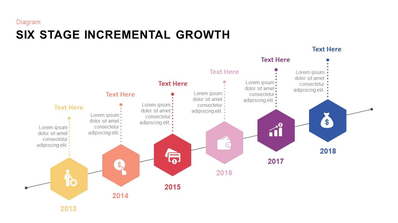 6 stage incremental growth PowerPoint template and keynote slides