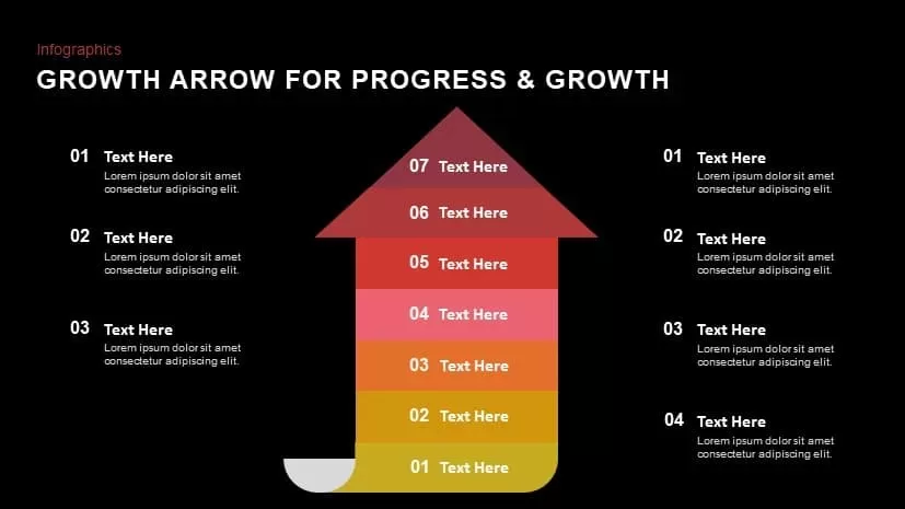 Arrow for progress &amp; growth powerpoint template and keynote