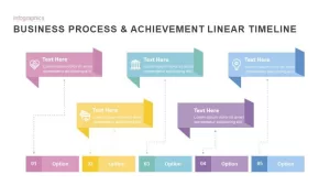 Business process &amp; achievement linear timeline powerpoint template and keynote