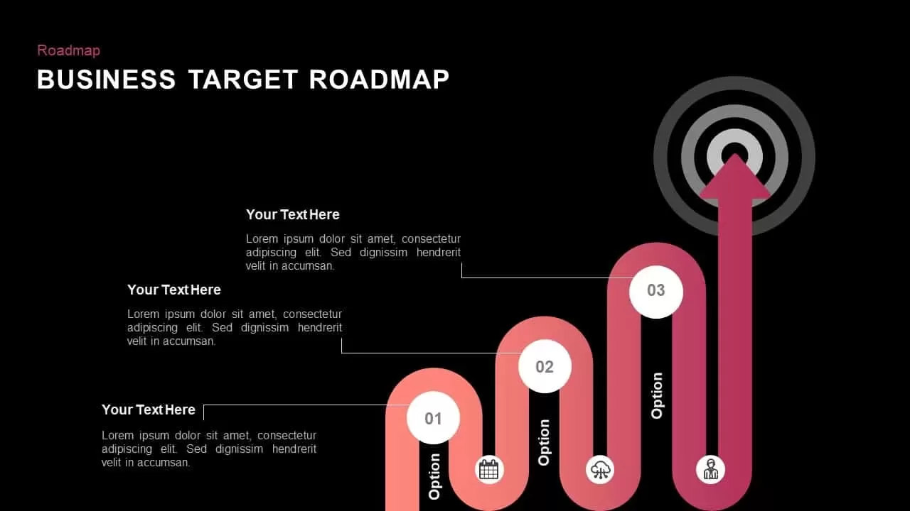 Business target roadmap powerpoint template and keynote slide