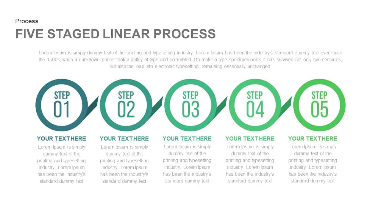 5 Staged Linear Process Diagram Powerpoint Template And Keynote 4298