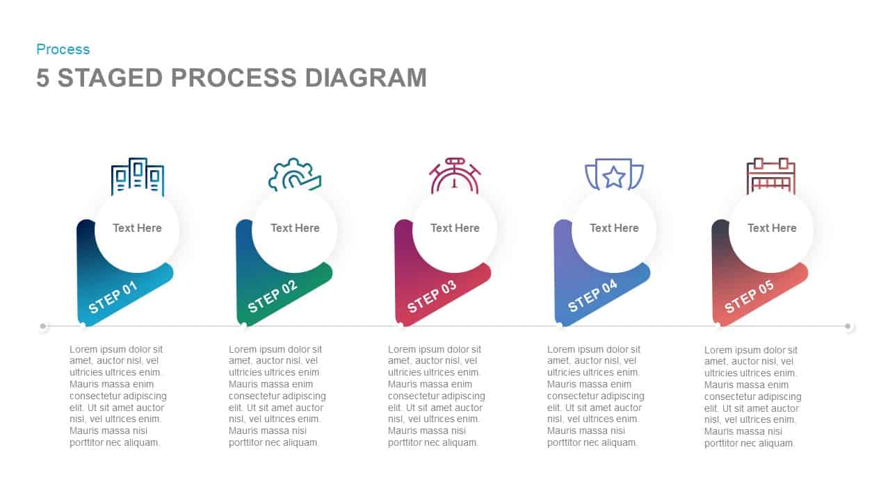 5 staged process diagram powerpoint template and keynote slide