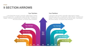 9 Section Arrows PowerPoint Template and Keynote Slide