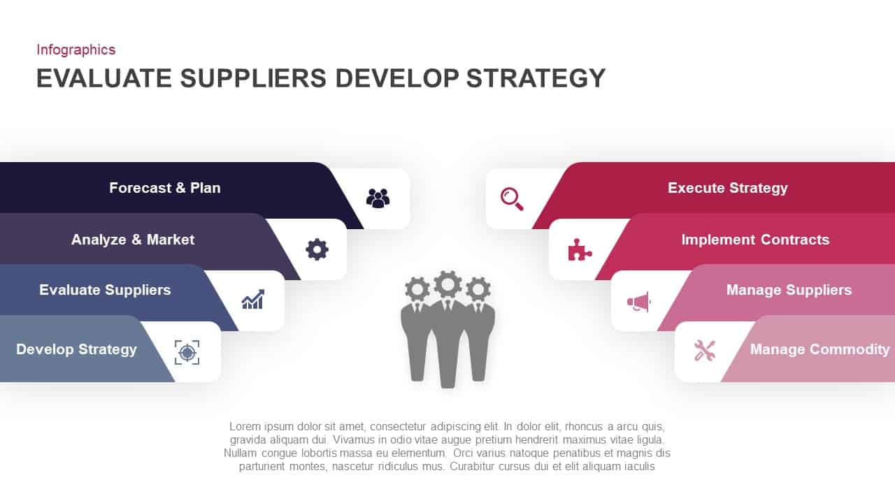 Evaluate suppliers develop strategy powerpoint template and keynote slide