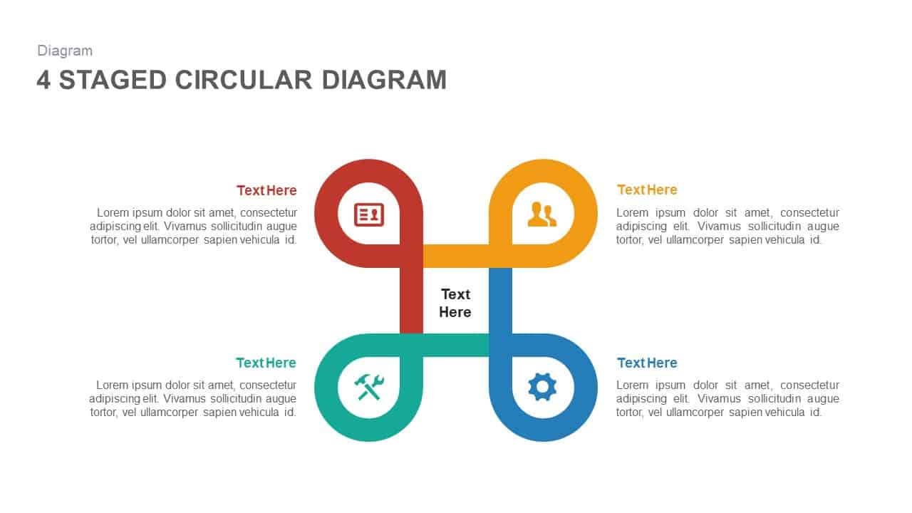 4 stage circular diagram powerpoint template and keynote