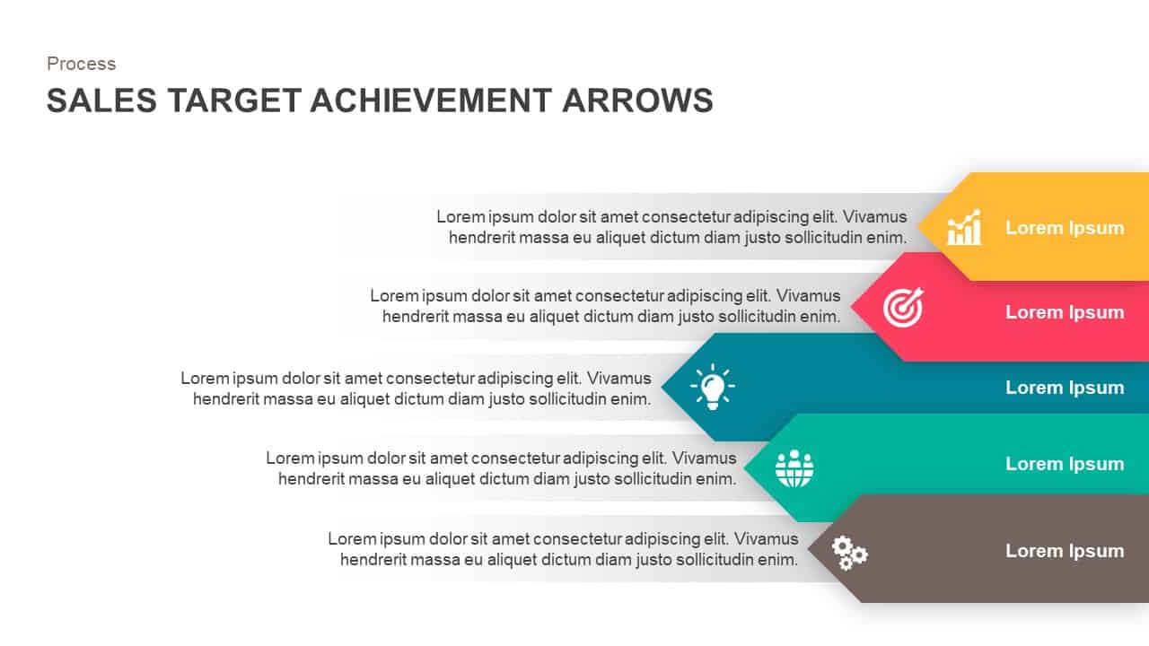 Sales Target Achievement Arrows PowerPoint Template and Keynote Slide