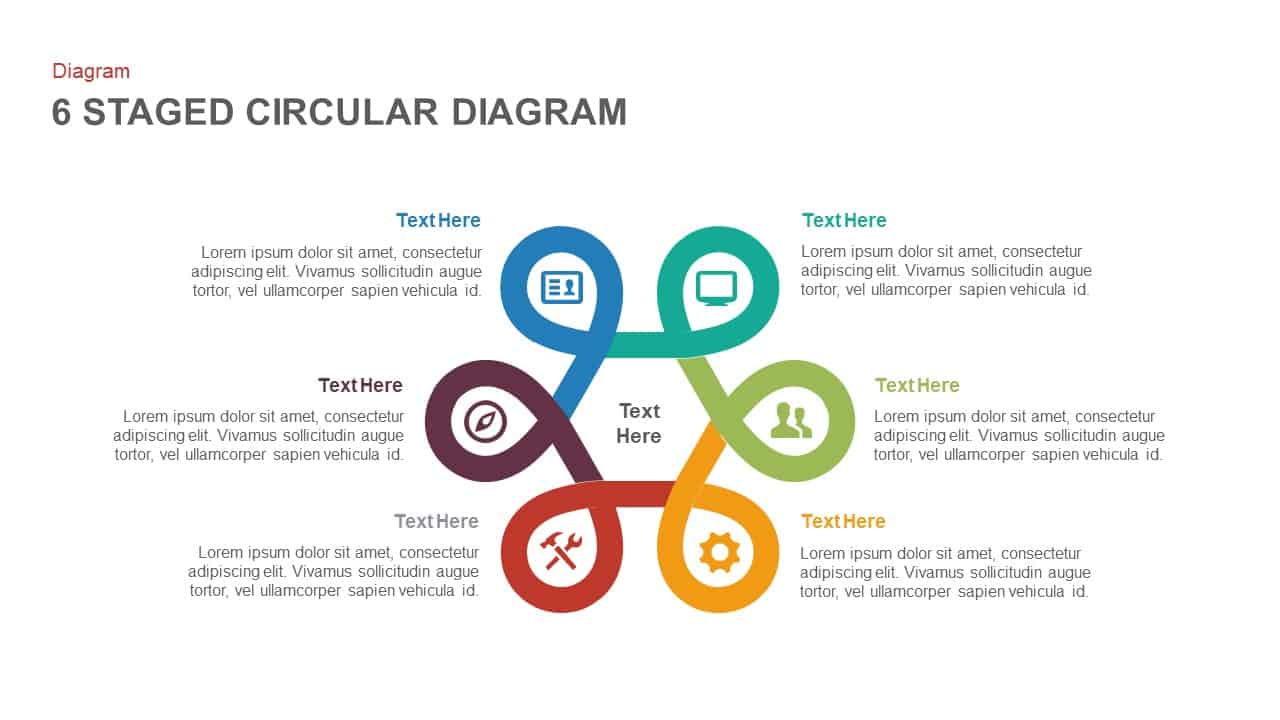 6 stage circular diagram powerpoint template and keynote