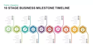 10 Stage Business Milestones Timeline Template for PowerPoint and Keynote