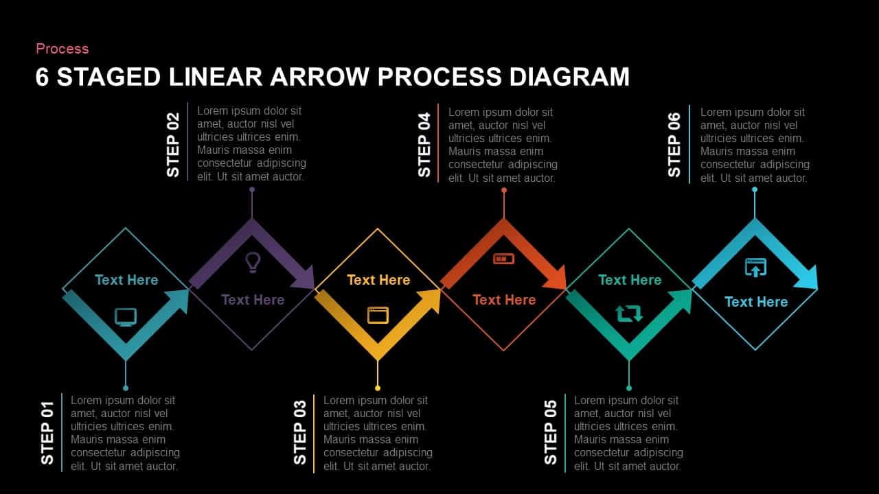 6 Staged Linear Process Diagram Arrow Powerpoint Template And Keynote 5296