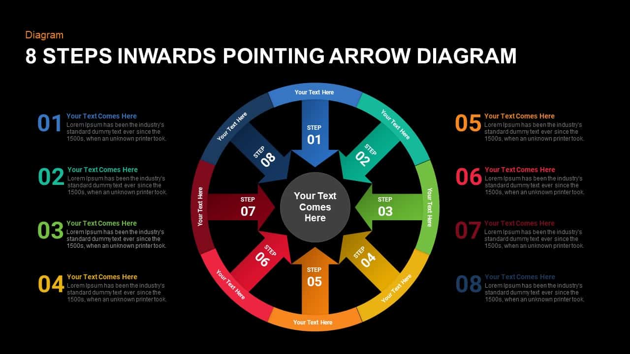 8 Steps Arrows Pointing Inwards Diagram Template For Powerpoint 6971