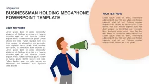 Businessman Holding Megaphone PowerPoint Template and Keynote