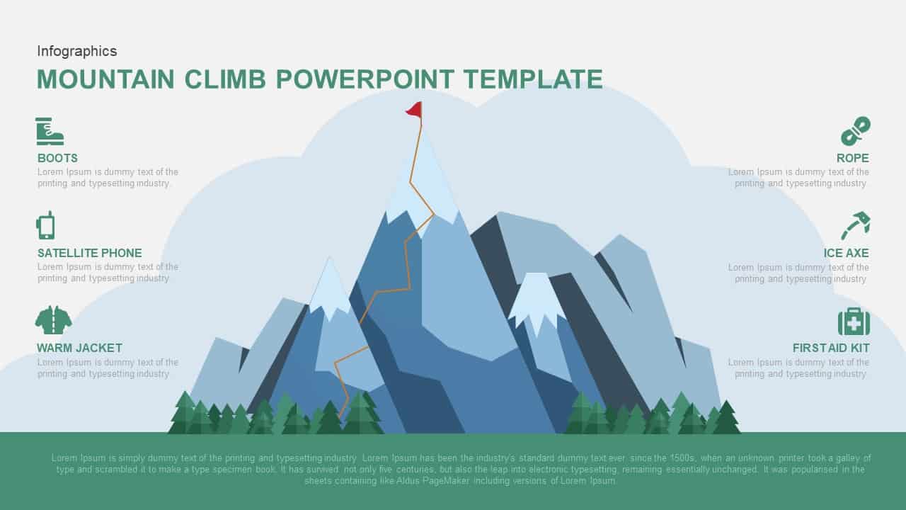 Mountain climbing powerpoint template and Keynote
