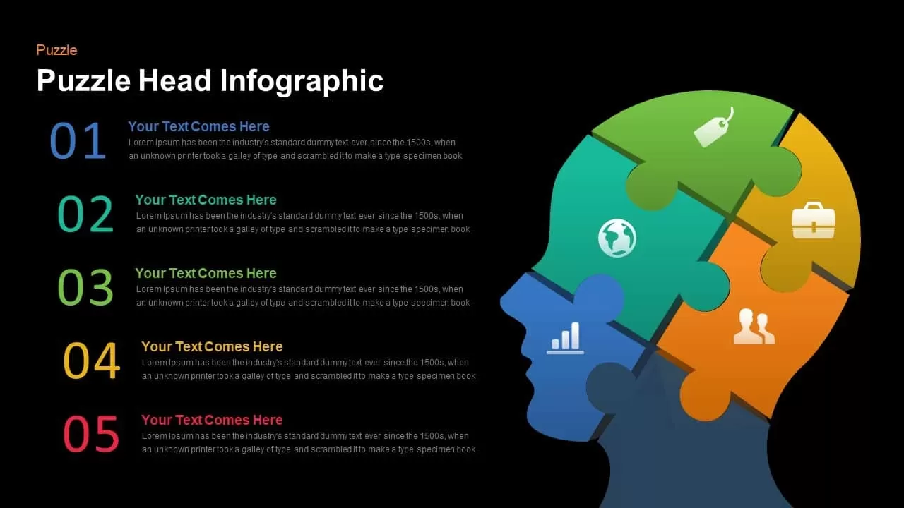 human head puzzle template for PowerPoint presentation